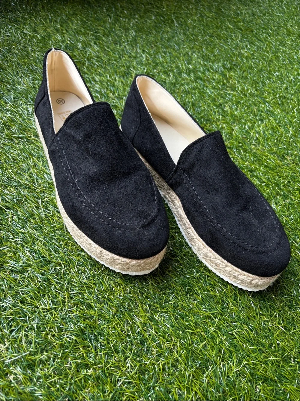 Black suede espadrille loafers – US Women’s Size 9